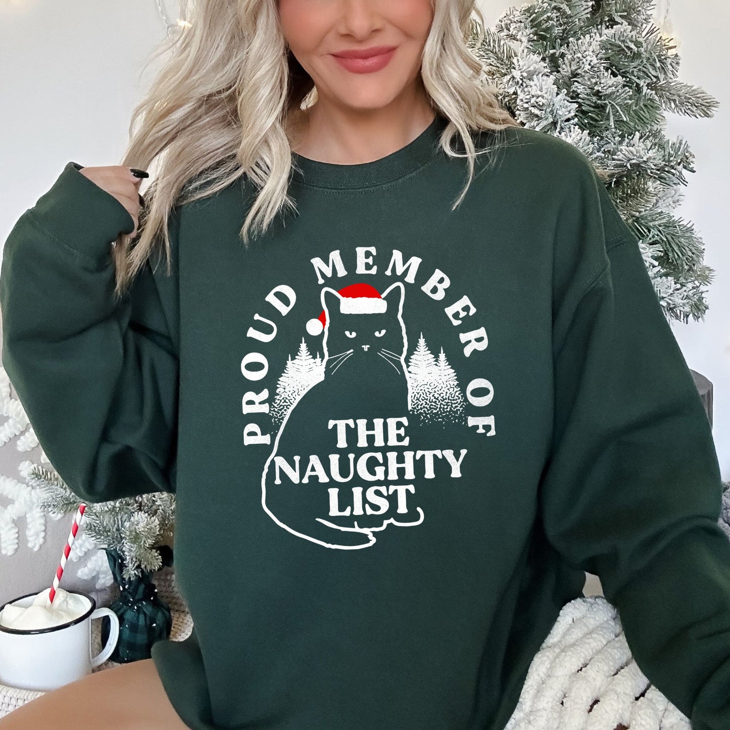 Proud Member Of The Naughty List, Cat Christmas Sweatshirt