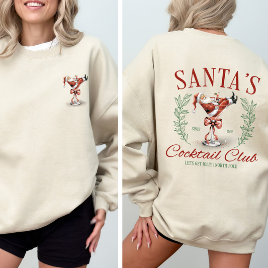 Santa's Cocktail Club, Christmas, Tipsy, Cute, Party Sweatshirt