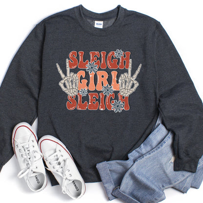 Sleigh Girl Sleigh, Skeleton, Christmas Sweatshirt
