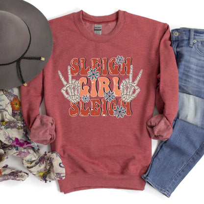 Sleigh Girl Sleigh, Skeleton, Christmas Sweatshirt
