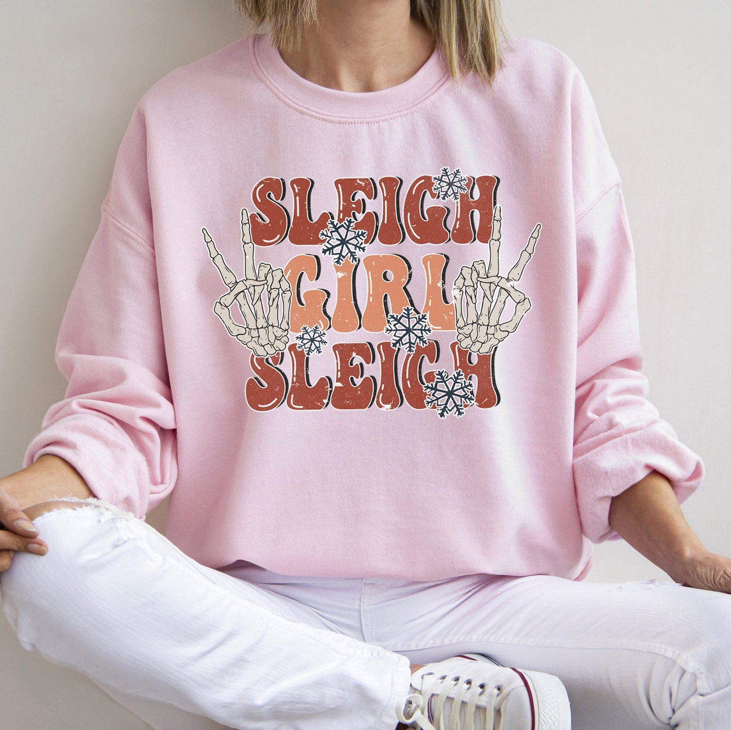 Sleigh Girl Sleigh, Skeleton, Christmas Sweatshirt