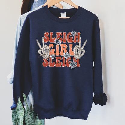 Sleigh Girl Sleigh, Skeleton, Christmas Sweatshirt