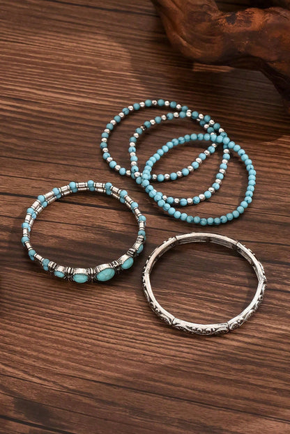 Vintage Turquoise Beaded Bracelet Set