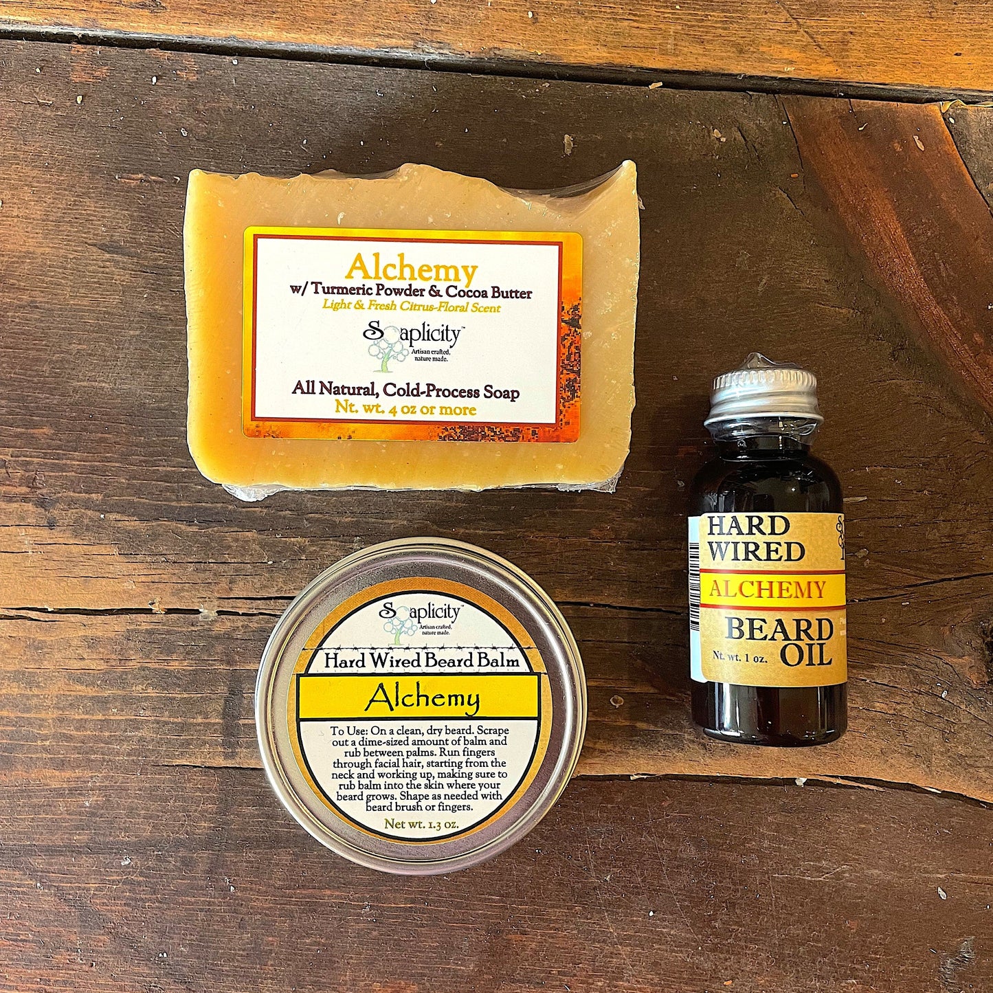 Bearded Trio Gift Set with Hard Wired Beard Oil, Balm, & Body Soap Bar