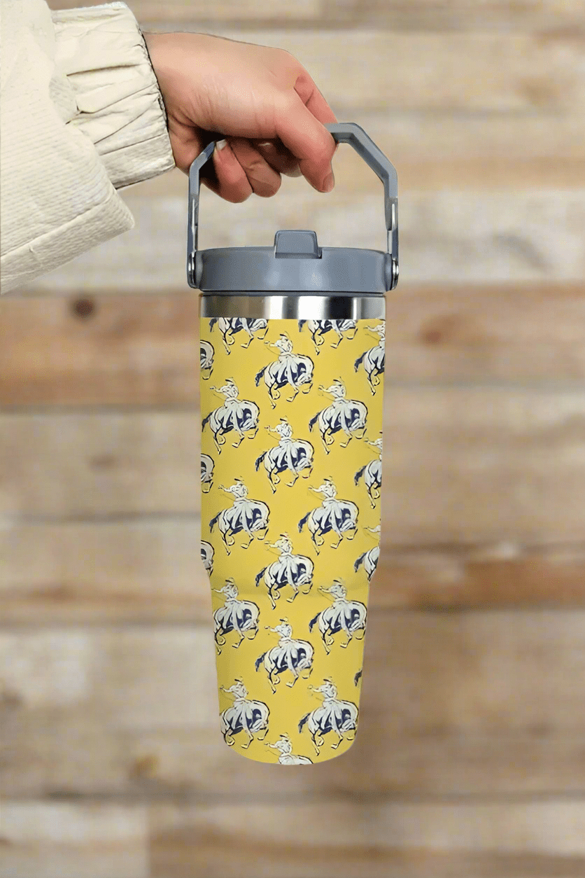 Cowboy Up Yellow Retro Print 30oz Tumbler