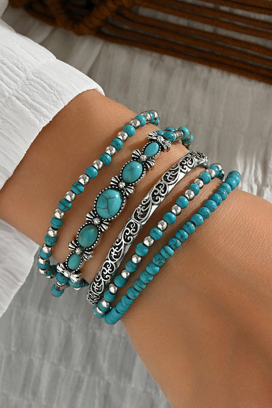 Vintage Turquoise Beaded Bracelet Set