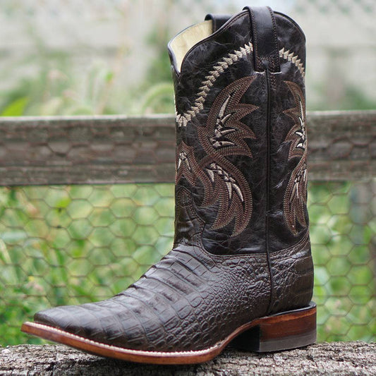 Brown Caiman Belly Print Men's Cowboy Boots H4001