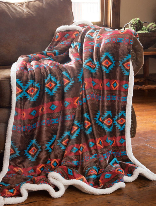 Southwest Horizon Sherpa Fleece Throw Blanket