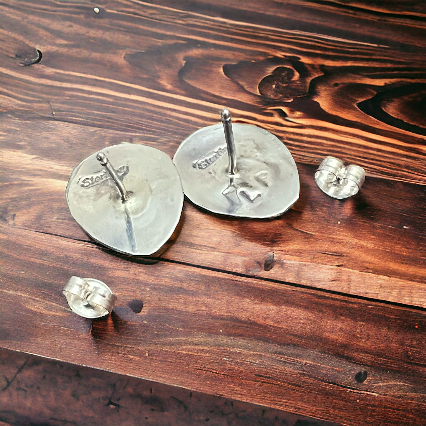 Turquoise & Sterling Silver Post Earrings by Leroy Parker