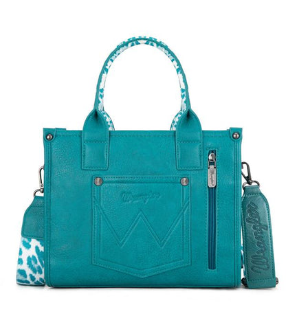 Wrangler Leopard Print Tote Crossbody - Turquoise